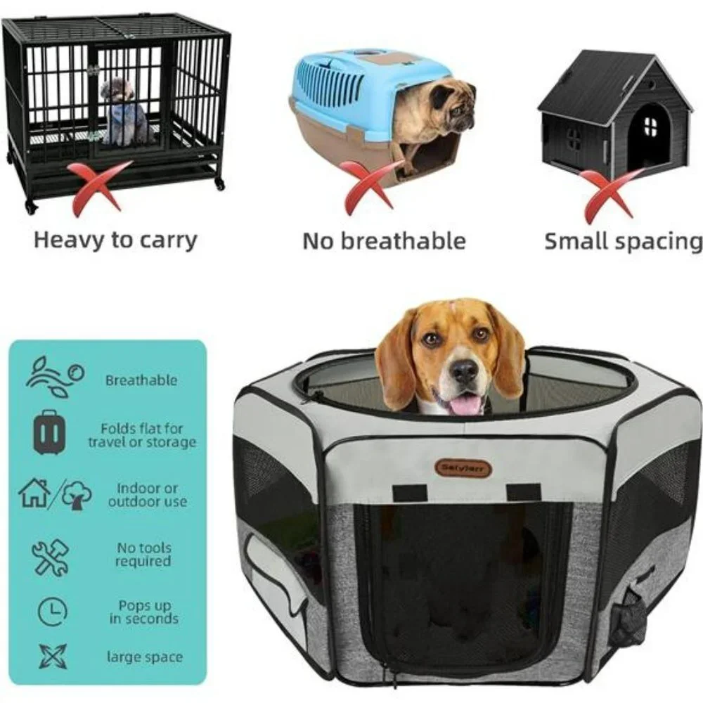 Dog Playpen, Portable Pet Playpen, Puppy Playpen, Cat Playpen with Carrying Case